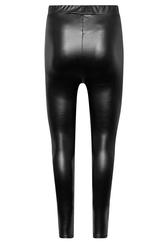 Petite Black Leather Look Stretch Leggings | PixieGirl 5