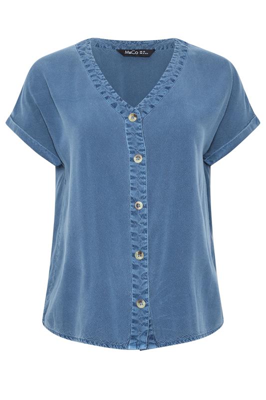 M&Co Denim Blue Button Front Blouse | M&Co 5