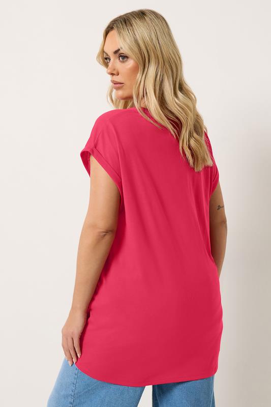 YOURS Plus Size Red V-Neck Basic T-Shirt | Yours Clothing 2