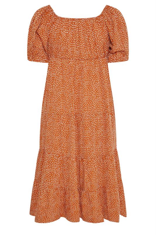 LIMITED COLLECTION Curve Rust Orange Spot Print Square Neck Dress 7