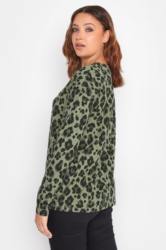 LTS Tall Women's Khaki Green Leopard Print Top | Long Tall Sally 3