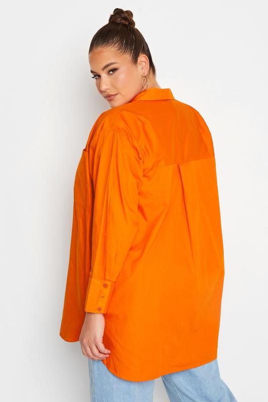 LIMITED COLLECTION Plus Size Bright Orange Oversized Boyfriend Shirt | Yours Clothing 4