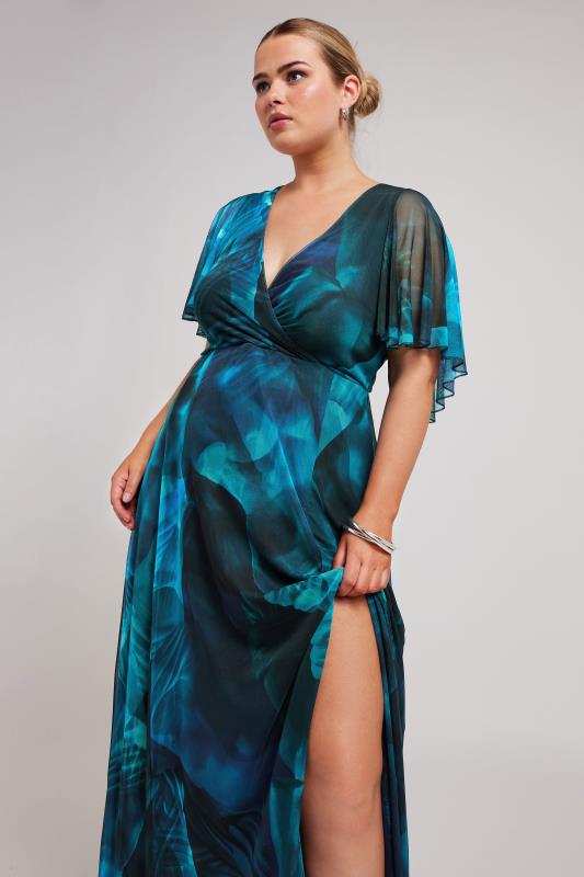 YOURS LONDON Curve Blue Abstract Print Wrap Maxi Dress | Yours Clothing 4