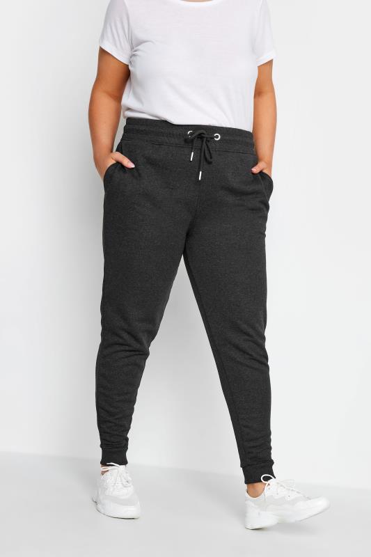 YOURS Plus Size Charcoal Grey Cuffed Joggers | Yours Clothing 1