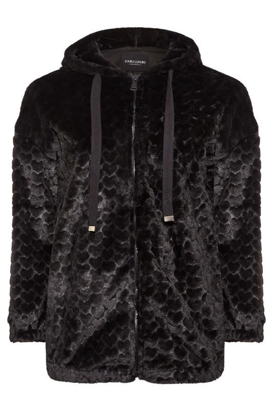YOURS LUXURY Plus Size Black Heart Faux Fur Jacket  | Yours Clothing 7