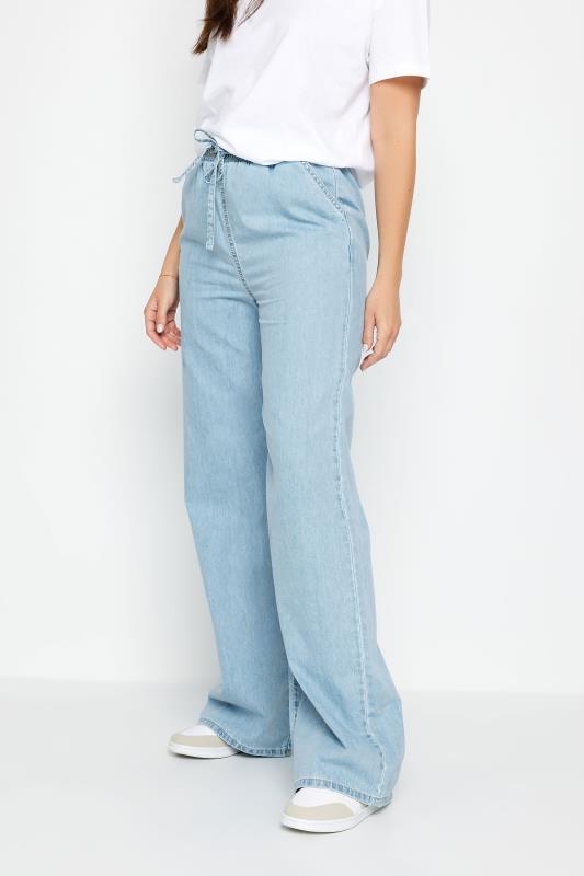LTS Tall Women's Light Blue Drawstring Wide Leg Jeans | Long Tall Sally 2