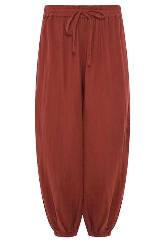 PixieGirl Petite Women's Brick Red Cheesecloth Cotton Balloon Trousers | PixieGirl 5