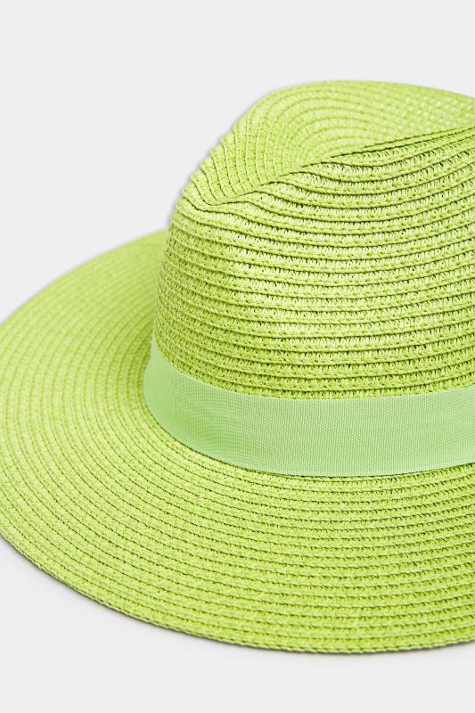 Lime Green Straw Fedora Hat | Yours Clothing  4