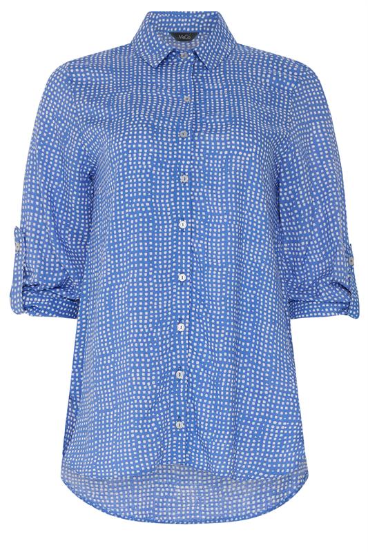 M&Co Blue Dot Print Tab Sleeve Shirt 5