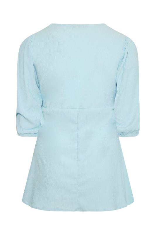 LIMITED COLLECTION Curve Light Blue Crinkle Wrap Top_Y.jpg