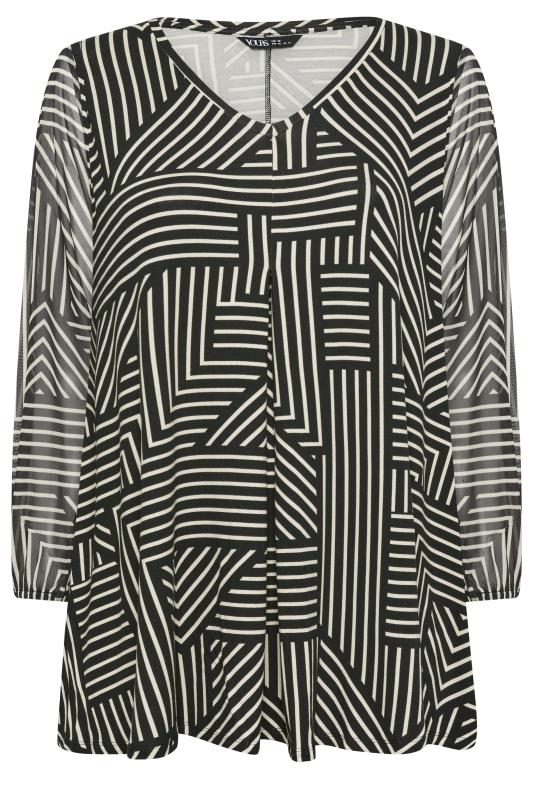 YOURS Plus Size Black Geometric Print Mesh Swing Top | Yours Clothing 5