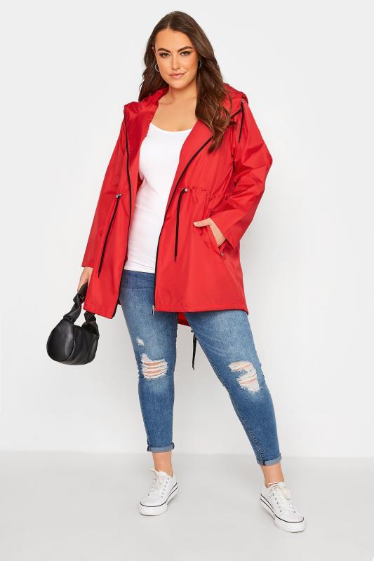 Plus Size Red Pocket Parka | Yours Clothing 2