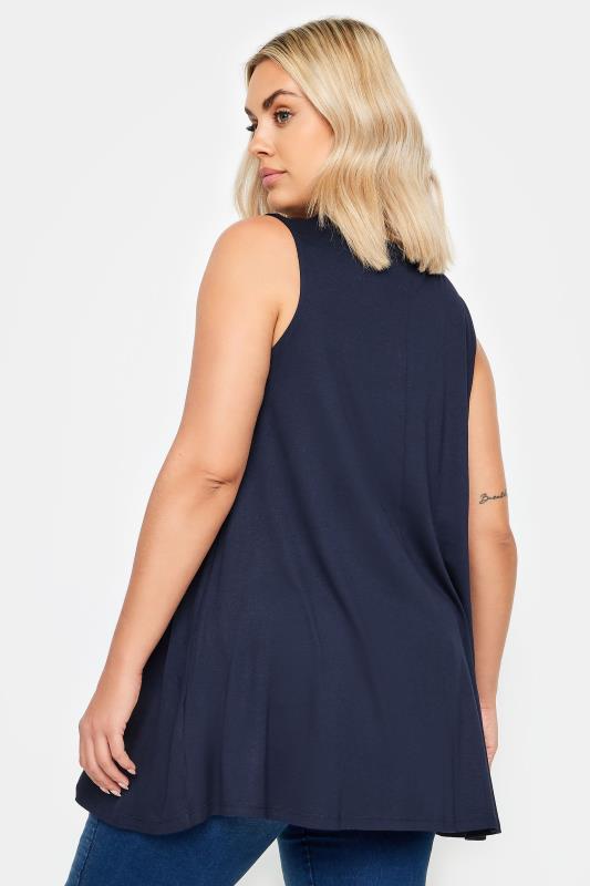 YOURS Plus Size Navy Blue V-Neck Swing Vest Top | Yours Clothing 3