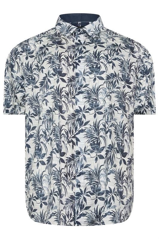 KAM Big & Tall Silver Grey Floral Print Shirt | BadRhino 2