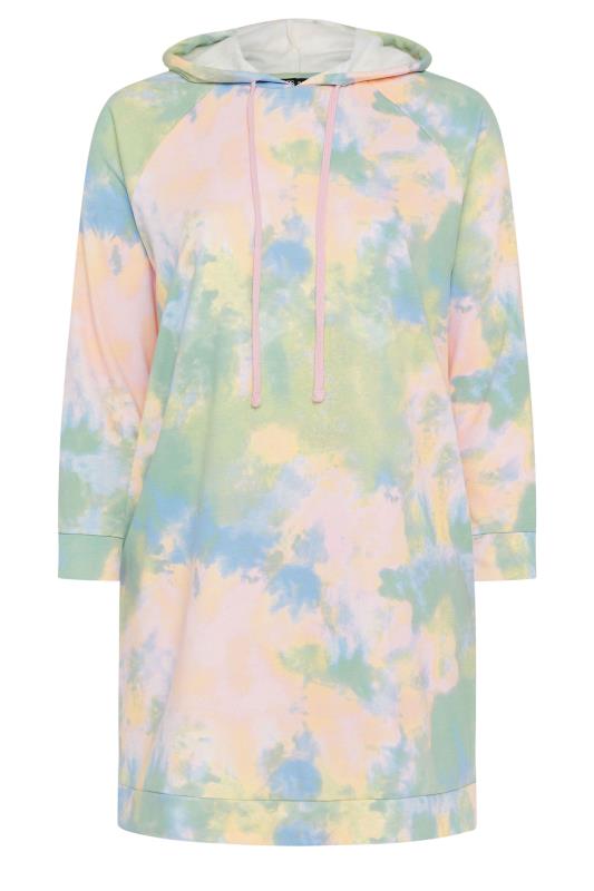 YOURS Curve Pink & Green Tie Dye Hoodie Dress | Yours Clothing 5