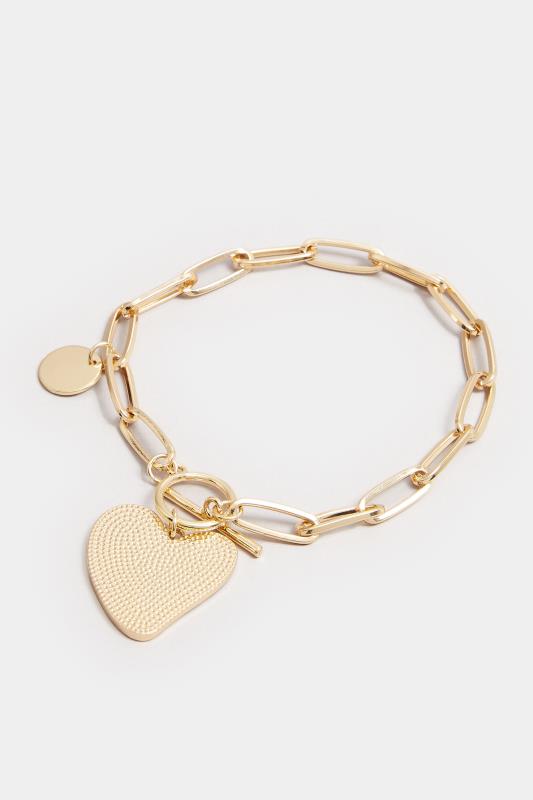  Grande Taille Gold Tone Heart Charm Bracelet