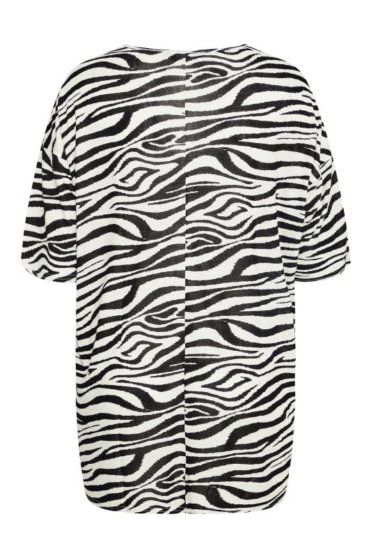 Plus Size White Zebra Print Oversized T-Shirt | Yours Clothing 6