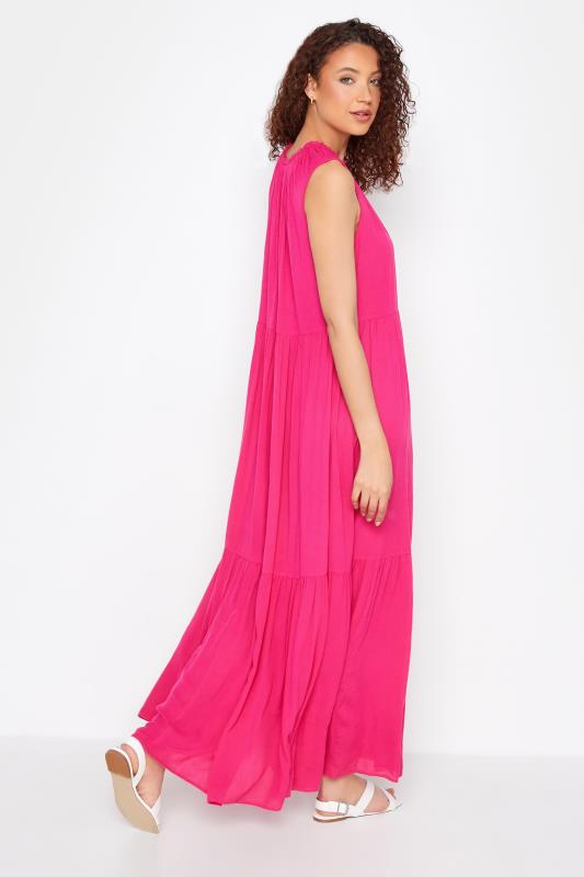 LTS Tall Women's Bright Pink Tiered Maxi Dress | Long Tall Sally 3