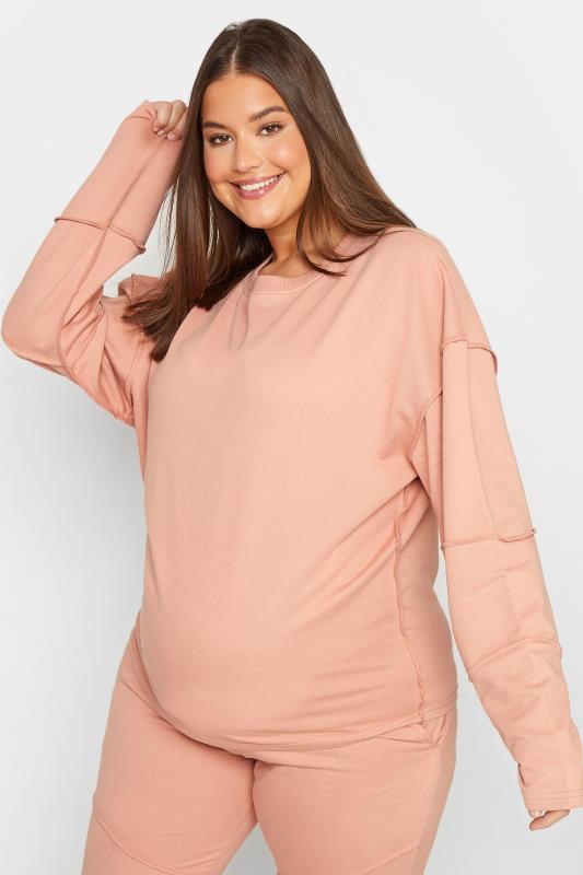 LTS Tall Women's Pink Maternity Exposed Seam Lounge Set | Long Tall Sally 2
