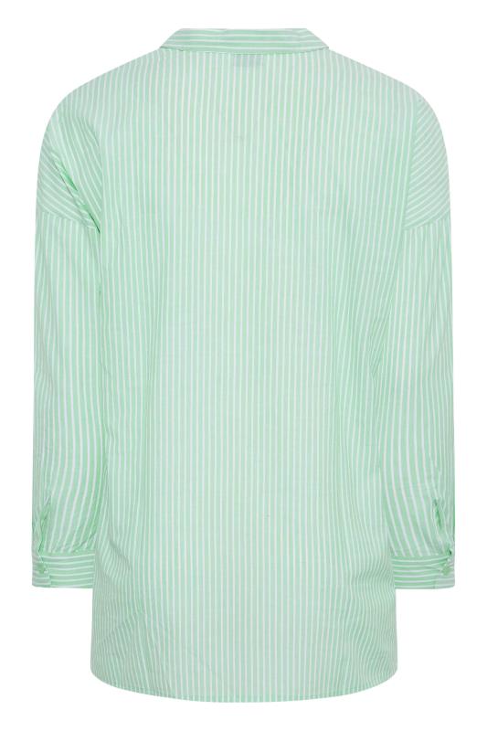 YOURS FOR GOOD Curve Sage Green Stripe Oversized Shirt_BK.jpg