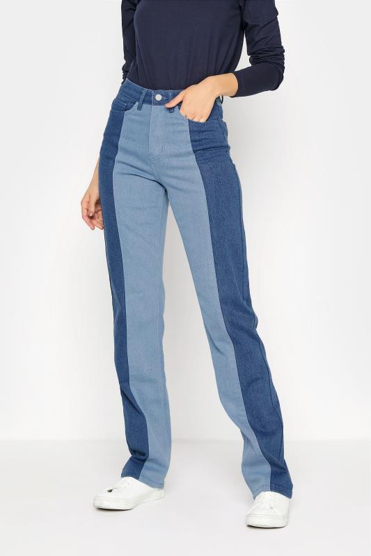 Tall Women's LTS Blue Two Tone Straight Leg Jeans | Long Tall Sally 1