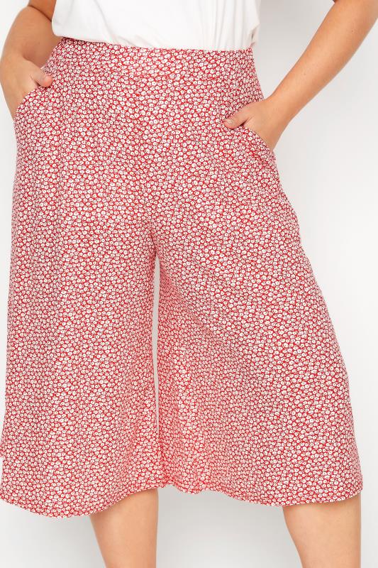 Curve Red Ditsy Print Jersey Culottes               Sizes 14-32 3