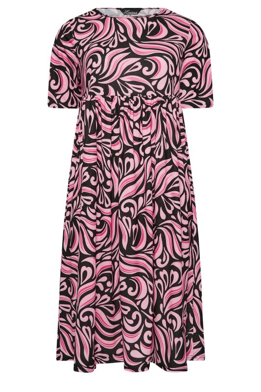 YOURS Curve Pink Swirl Print Midaxi Smock Dress 6