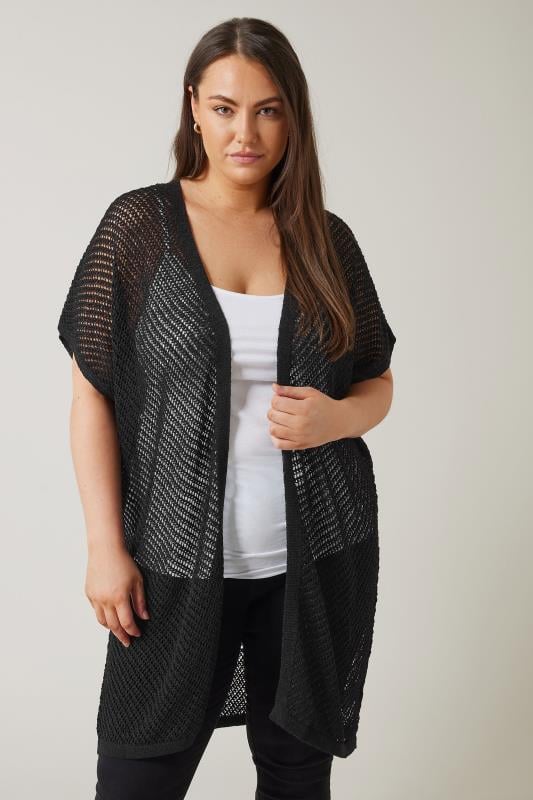 Evans Plus Size Black Short Sleeve Cardigan | Evans  1