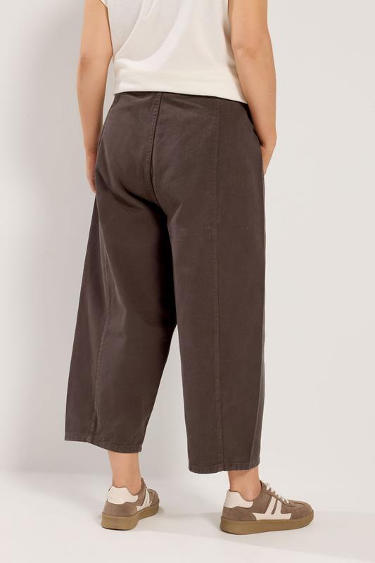 YOURS Plus Size Brown Barrel Leg Cropped Jeans | Yours Clothing 2