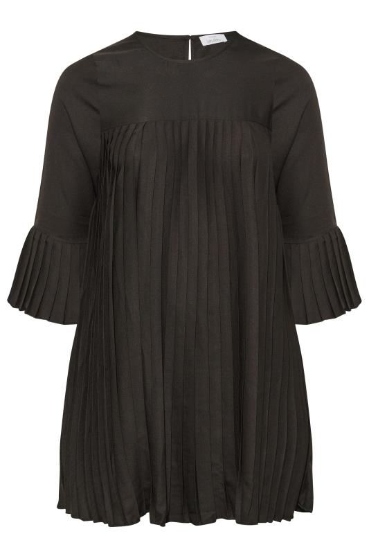 YOURS LONDON Plus Size Black Pleated Tunic Top | Yours Clothing  6