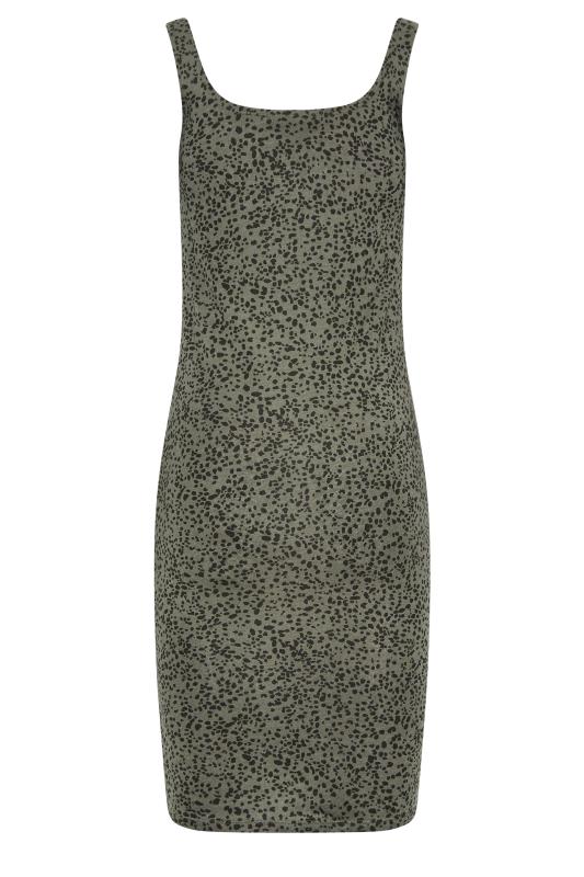LTS Tall Khaki Green Spot Print Sleeveless Jersey Mini Dress | Long Tall Sally 7