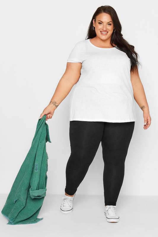 Plus Size 2 PACK Black Cotton Stretch Leggings | Yours Clothing 4