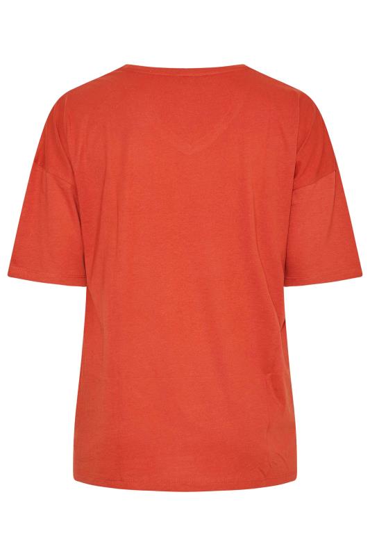 Curve Rust Orange V-Neck T-Shirt 6