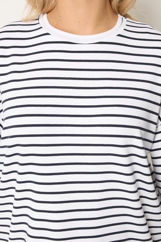 YOURS Plus Size White Stripe Ringer T-Shirt | Yours Clothing 4