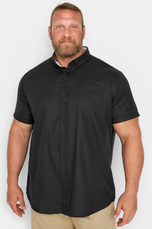 D555 Big & Tall Black Short Sleeve Oxford Shirt | BadRhino 1