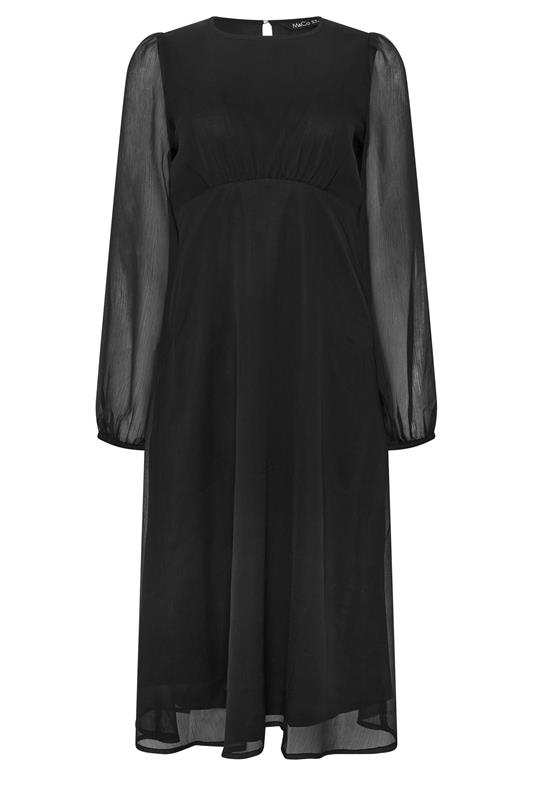 M&Co Black Long Sleeve Chiffon Midi Dress | M&Co 5