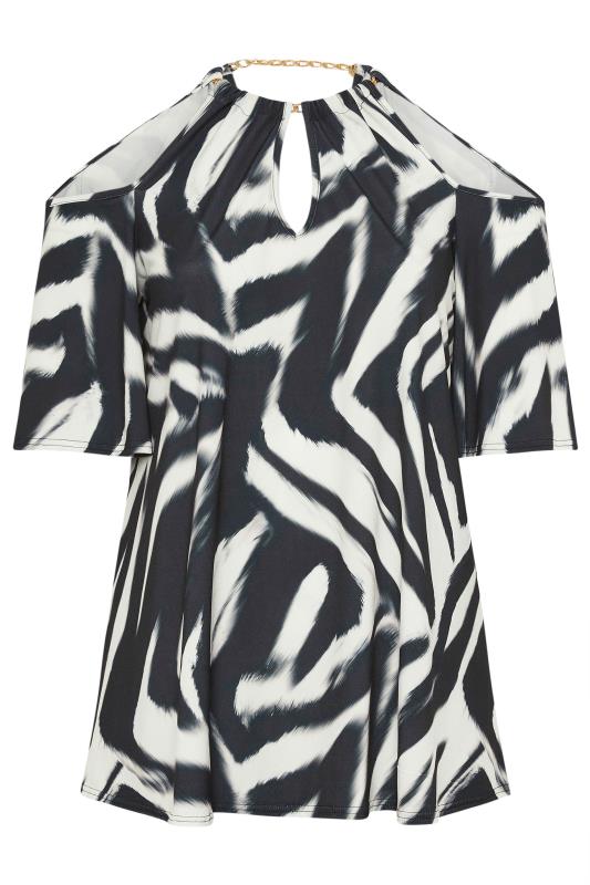 YOURS LONDON Plus Size Black Zebra Print Cold Shoulder Top | Yours Clothing 5