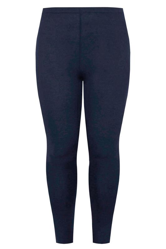 YOURS FOR GOOD Curve Navy Blue Cotton Leggings 3