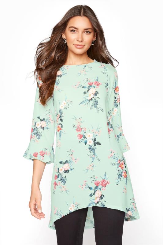LTS Sage Green Floral Flute Sleeve Tunic_A.jpg