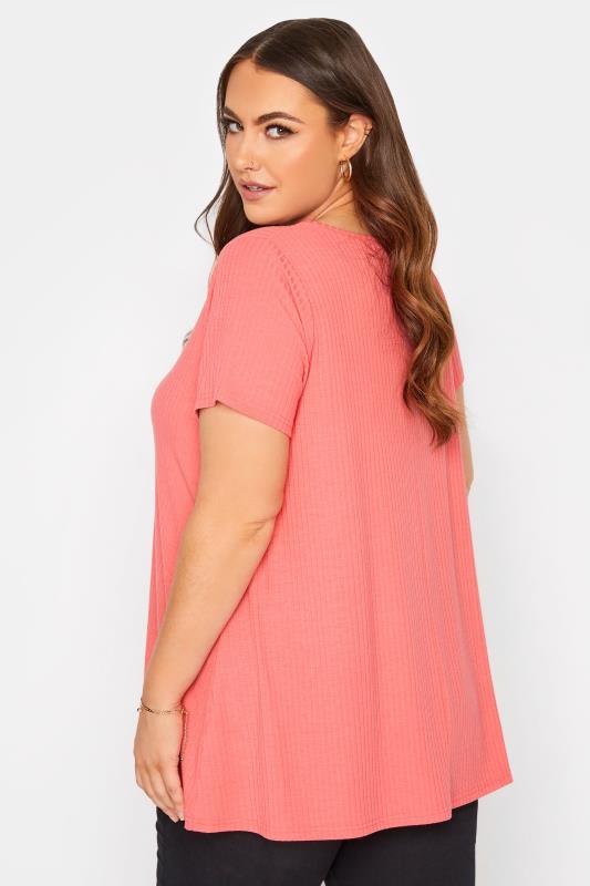Curve Coral Pink Ribbed Swing Top 3