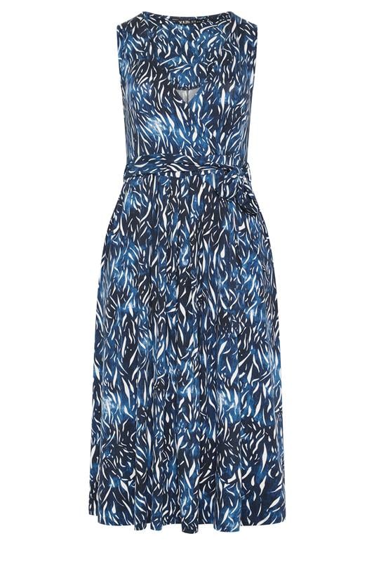 YOURS Plus Size Navy Blue Abstract Wrap Front Dress | Yours Clothing 5