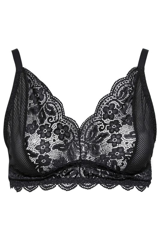Plus-Size Black Lace Fishnet Bra | Yours Clothing 4
