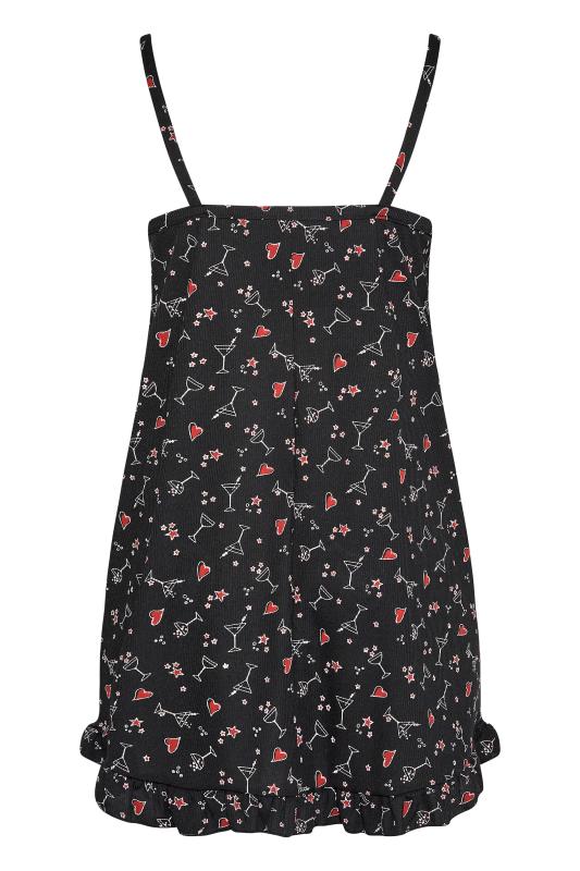 LIMITED COLLECTION Curve Black Heart & Cocktail Print Frill Nightdress 6