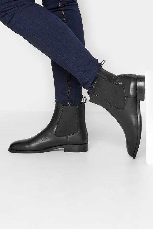  LTS Black Leather Chelsea Boots In Standard Fit