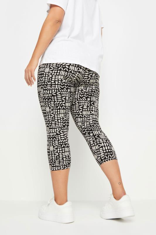 YOURS 2 PACK Plus Size Black Abstract Print Cropped Leggings | Yours Clothing 5