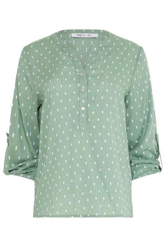 M&Co Sage Green Notch Neck Dobby Shirt | M&Co 5