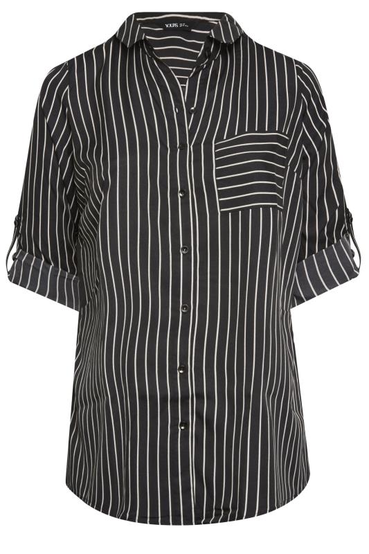 YOURS Plus Size Black & White Stripe Print Boyfriend Shirt | Yours Clothing 6