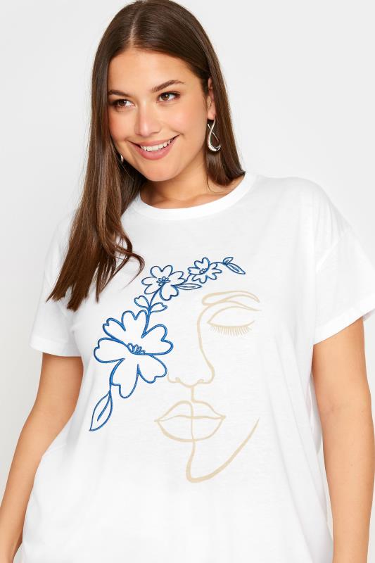 YOURS Plus Size White Floral Embroidered T-Shirt | Yours Clothing 5