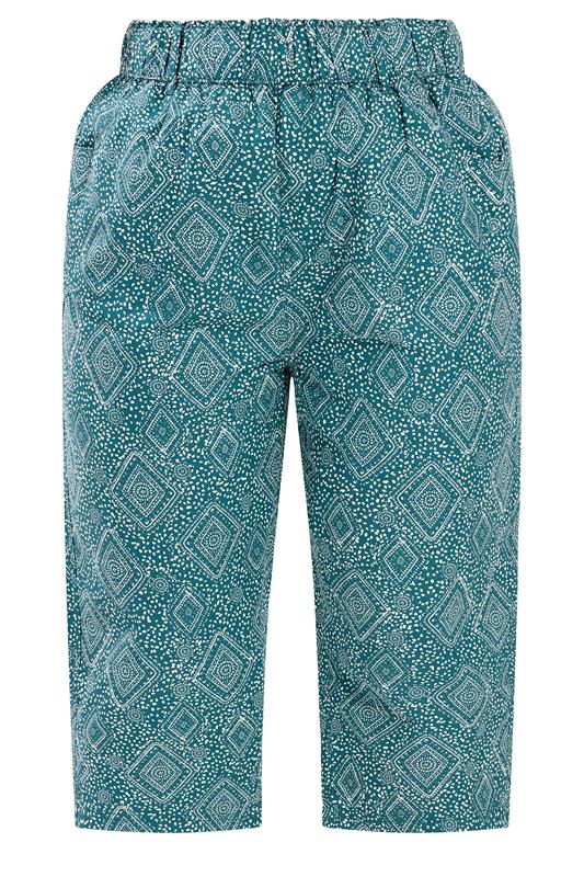 YOURS Plus Size Green Paisley Cropped Trousers | Yours Clothing 5