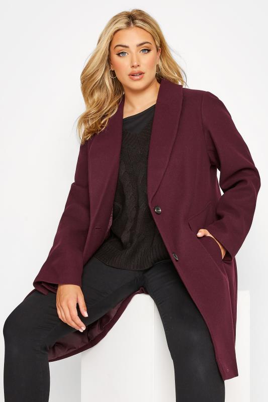 Plus Size  YOURS Curve Burgundy Red City Midi Coat